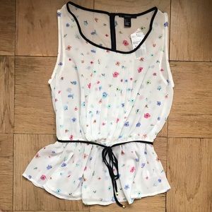 NWT Forever21 Sleeveless Semi Sheer Floral Top